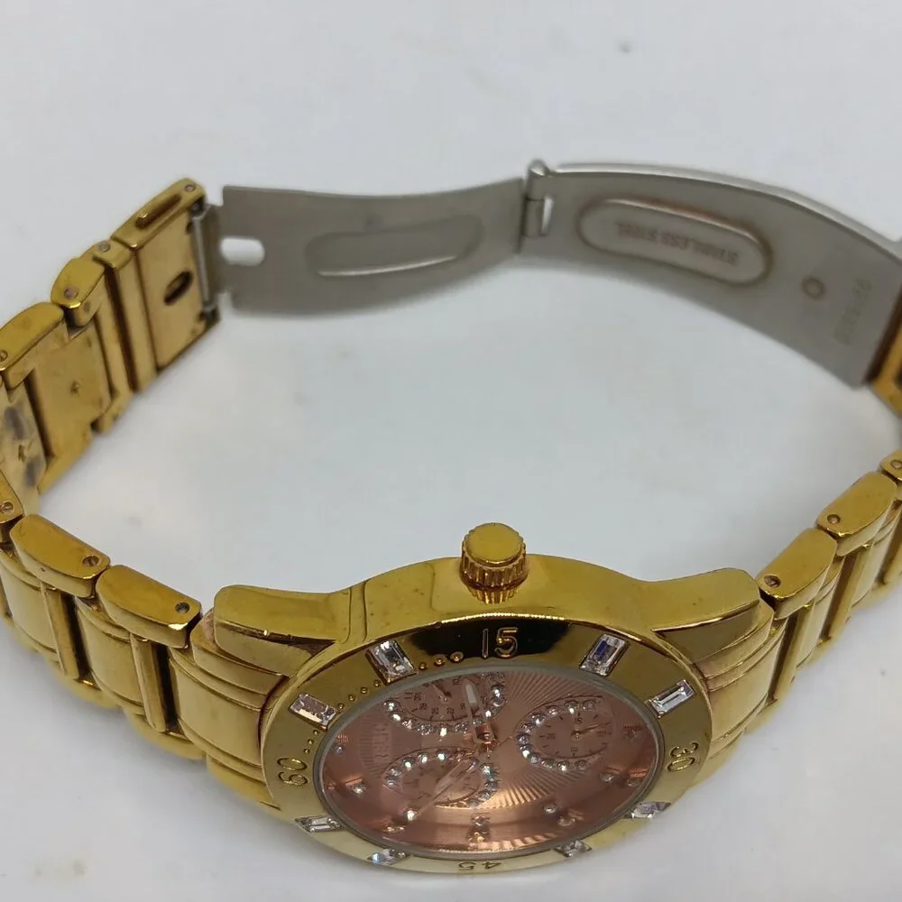 Relic ZR15668 Women's 34mm Gold Tone Multifunction Crystal Accent Watch